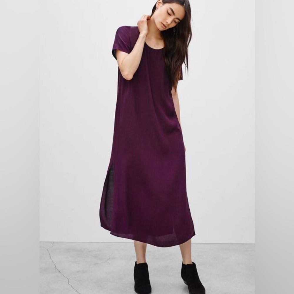 Aritzia Wilfred Midi Crepe Dress in Ceretti Wine Size XXS